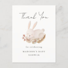 Baby Shower Tack med Cute Sleeping Bunny