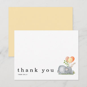 Baby Shower Tack Namn Elephant Asov Gult Anteckningskort
