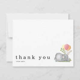 Baby Shower Tack Namn Sleeping Elephant Rosa Anteckningskort