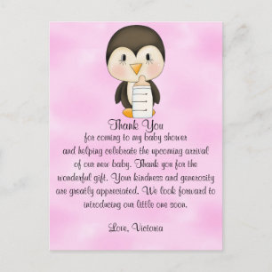 Baby Shower Tack Penguin Vykort
