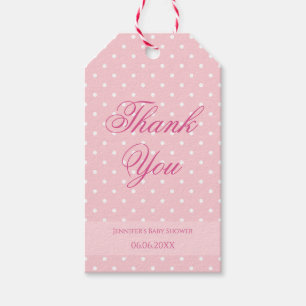 Baby Shower Tack Polka dots Rosa Modern Presentetikett