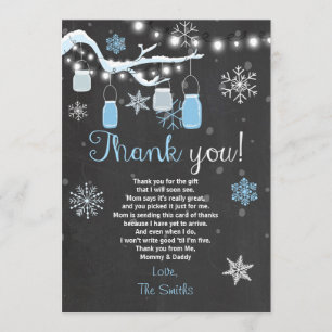 Baby Shower Tack Winter Pojke blue Kort