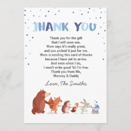 Baby Shower Tack You Card Woodland Boy Blue Kort