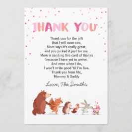 Baby Shower Tack You Card Woodland Girl Rosa
