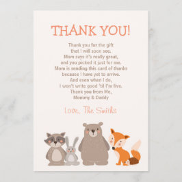 Baby Shower Tack You Card Woodland Kort