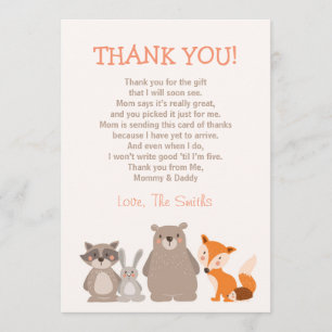 Baby Shower Tack You Card Woodland Kort