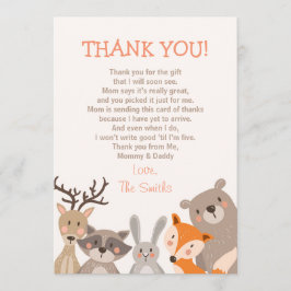 Baby Shower Tack You Card Woodland Kort