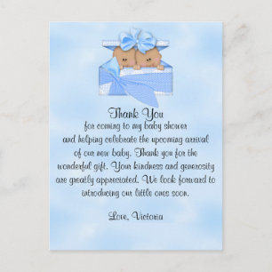 Baby Shower Tacksamhet Det är Tvillingar Pojke Etn Vykort