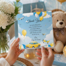 Baby Shower Tacksamhetskort för Bil och Flygplan Tack Kort