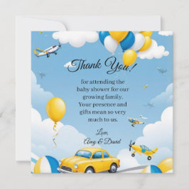 Baby Shower Tacksamhetskort för Bil och Flygplan Tack Kort