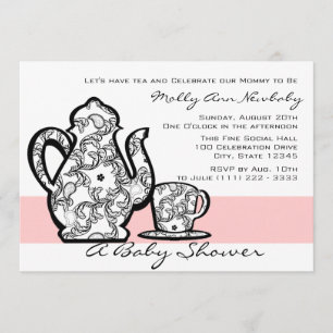 Baby Shower Tea med utbytbar Färg Inbjudningar