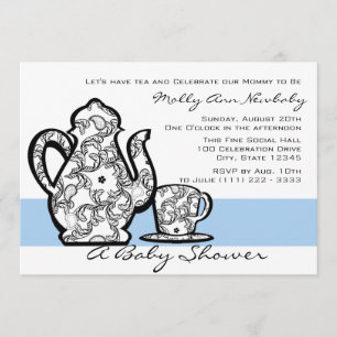 Baby Shower Tea med utbytbar Färg Inbjudningar