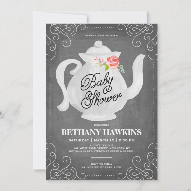 Baby Shower Tea Party | Baby Shower Inbjudningar (Framsida)