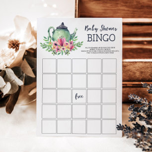 Baby Shower Tea Party Bingo Game Inbjudningar