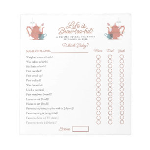 Baby Shower Tea Party Cute Minimalist Boho Neutral Anteckningsblock