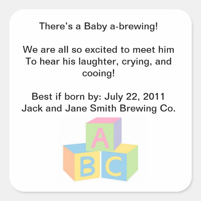 Baby Shower Tea Party Fyrkantigt Klistermärke (Framsida)