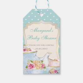 Baby Shower Teaparty Tack polkagrisprickar Presentetikett