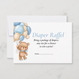 Baby Shower Teddy Ballonger Blå Blöja Raffel Inbj Inbjudningar