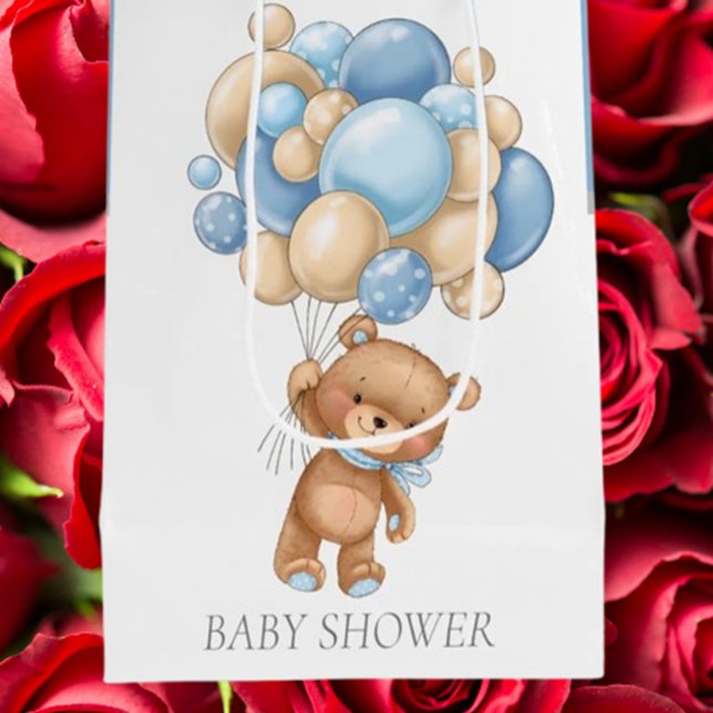 Baby Shower Teddy Barly Wait Boy-presentsäck (Celebrate your baby boy with our adorable Teddy Bearly Wait gift bag—perfect for baby showers. )