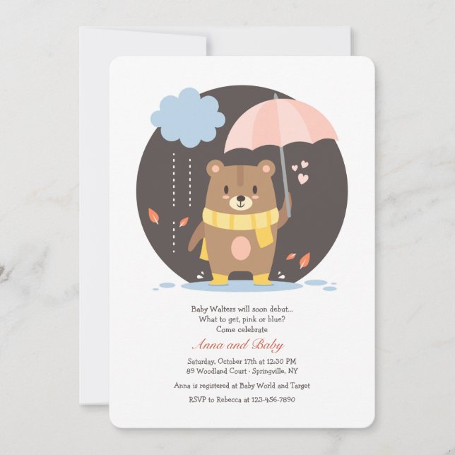 Baby Shower Teddy Bear Inbjudan (Framsida)
