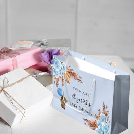Baby Shower teddy blommigt pampas (blått barn)