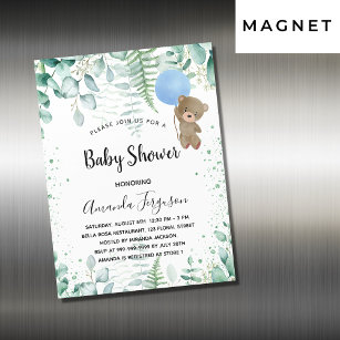 Baby Shower teddy boyeucalyptus-skog Magnetisk Inbjudningskort