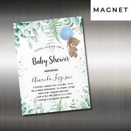 Baby Shower teddy boyeucalyptus-skog Magnetisk Inbjudningskort