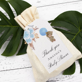 Baby Shower teddy boypampas-gräs tack. Presentetikett