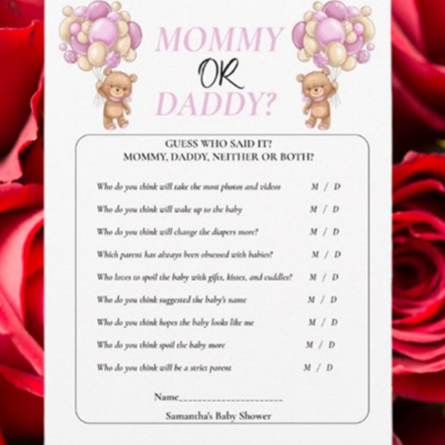 Baby Shower Teddy Mor att vara. Mamma eller pappa Inbjudningar (Celebrate your baby shower with our adorable Teddy Pink theme)