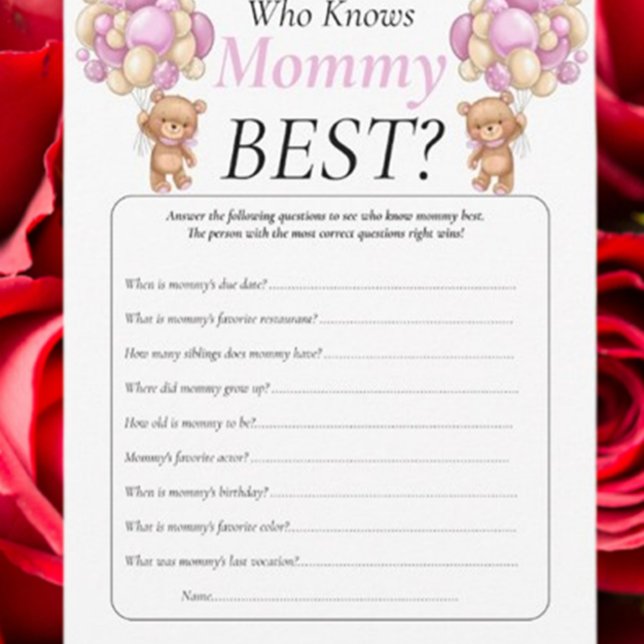 Baby Shower Teddy som känner till Rosa-inbjudan fö Inbjudningar (Celebrate your baby shower with adorable  teddy bear decor and fun Mommy or Daddy games. )