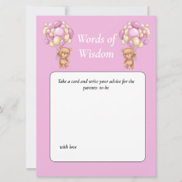 Baby Shower Teddy Wisdom Rosa Inbjudningar