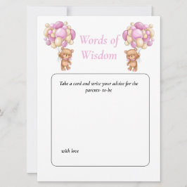 Baby Shower Teddy Wisdom Rosa poker-punkter Inbjudningar