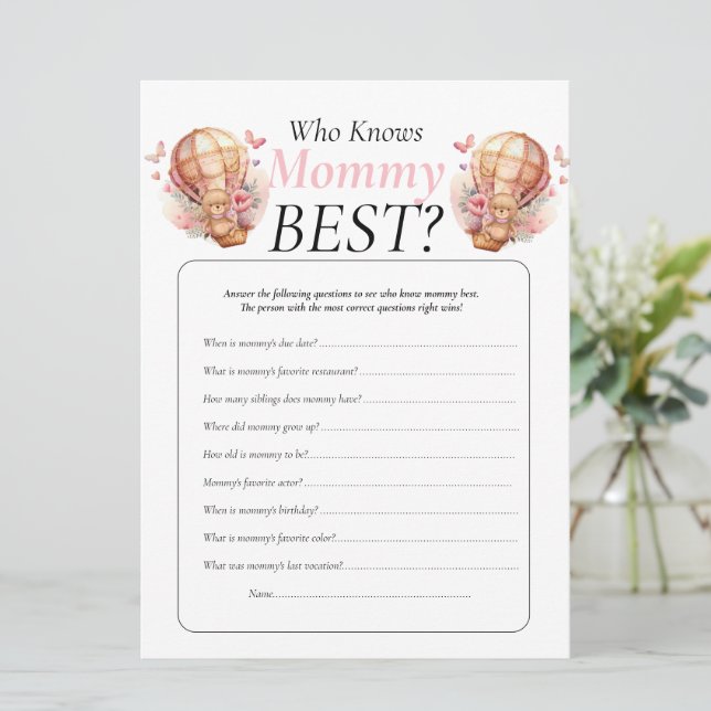 Baby shower. teddybjörn ballonger Flicka Som Vet M Inbjudningar (Stående Fram)