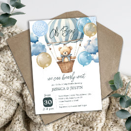 Baby Shower Teddybjörn Varm luft Ballong Inbjudningar