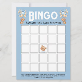 Baby Shower Teddypojke Bubbly Blå Bingo Inbjudningar