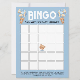 Baby Shower Teddypojke Bubbly Blå Bingo  Inbjudningar