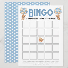 Baby Shower Teddypojke Bubbly Blå Bingo Spel Inbjudningar