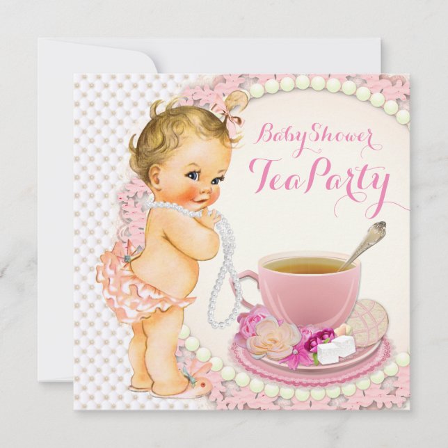 Baby Shower Tekalk Inbjudningar (Framsida)