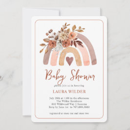 Baby Shower Terracotta Boho Watercolor Rainbow Inbjudningar