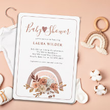 Baby Shower Terracotta Boho Watercolor Rainbow