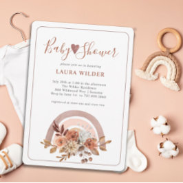 Baby Shower Terracotta Boho Watercolor Rainbow Inbjudningar