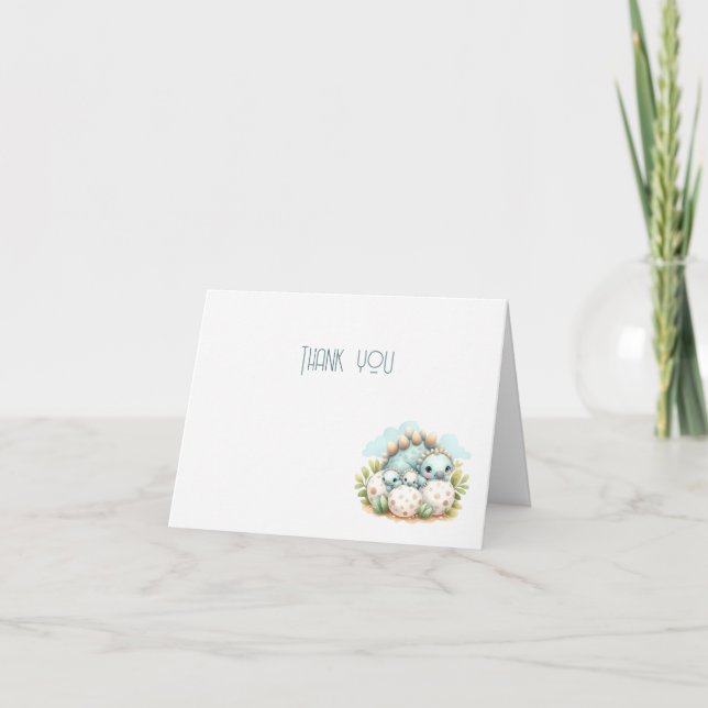 Baby Shower Thank You Card Dinosaur Dino Mite Tack Kort (Framsida)