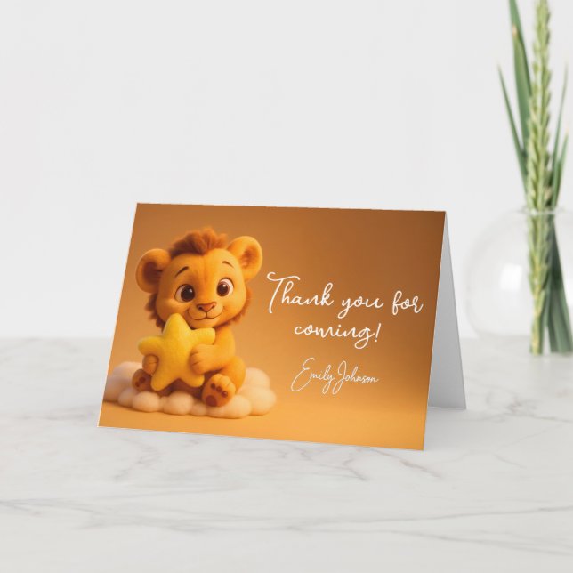 Baby Shower Thank You Card – Little Lion & Star Tack Kort (Framsida)