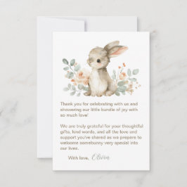 Baby Shower Thank You Cards Watercolor Bunny Anteckningskort