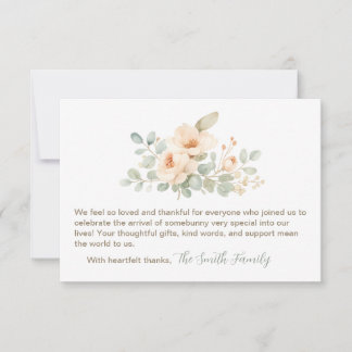 Baby Shower Thank You Cards Watercolor Flowers Anteckningskort