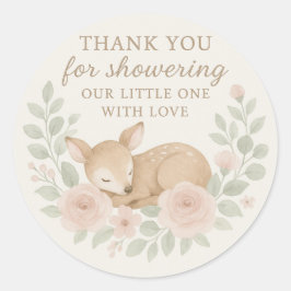 Baby Shower Thank You Sticker – Deer Theme Runt Klistermärke
