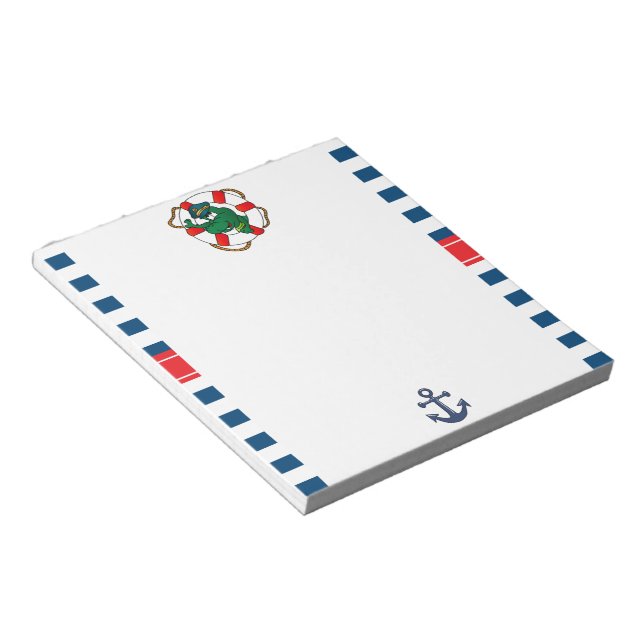 Baby Shower Themme för Cute Nautical Alligator Anteckningsblock (Vinklad)