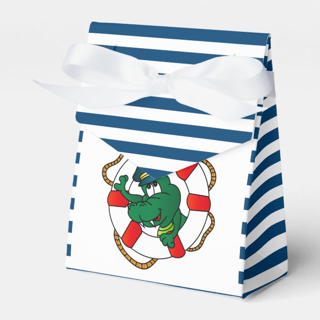Baby Shower Themme för Cute Nautical Alligator Presentaskar (Framsidan Sidan)