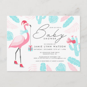 BABY SHOWER   Tomte Flamingo Inbjudan