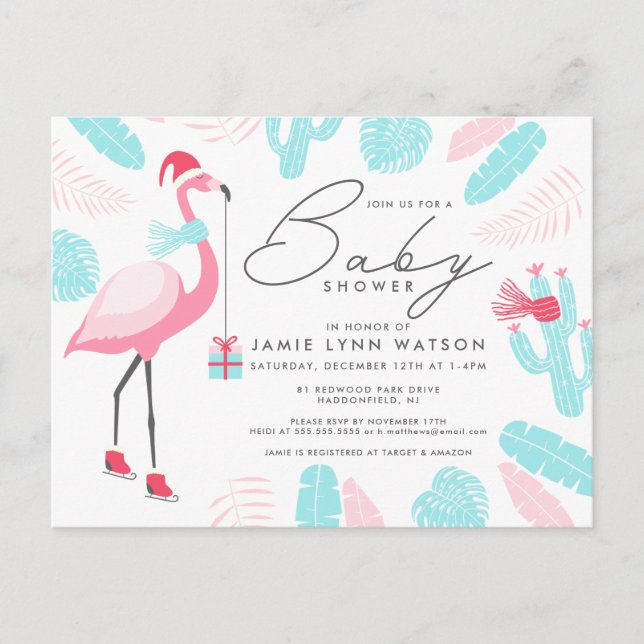 BABY SHOWER | Tomte Flamingo Inbjudan (Framsida)